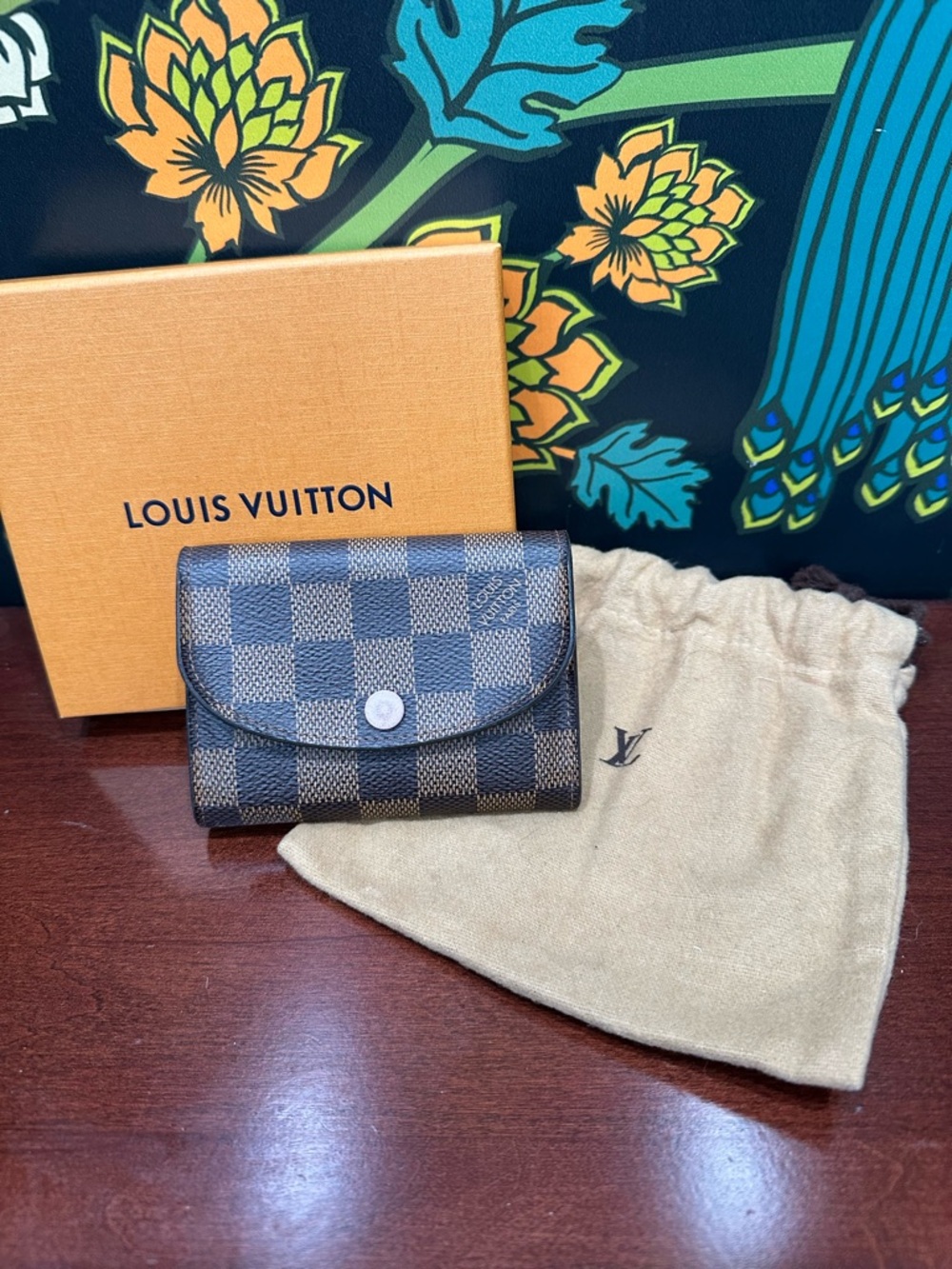 Louis Vuitton Rosalie Coin Purse Damier Ebene Rose Ballerine Pink Wallet - Picture 2 of 9